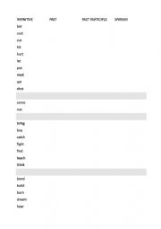 LIST IRREGULAR VERBS IN GROUPS