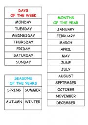 English Worksheet: The year