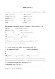 English Worksheet: PREESENT SIMPLE PRACTICE