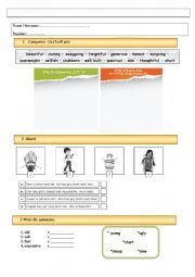 English Worksheet: Worksheet for elementary students