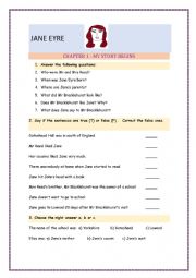 English Worksheet: JANE EYRE : READER FOR BEGINNERS  ( link to the book and worksheet for 1 chapter)