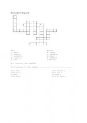 English Worksheet: crossword Clothes