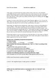 English Worksheet: video games