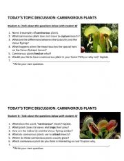 English Worksheet: Carnivorous Plants Discussion Questions