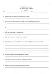 English Worksheet: Sarajevo- Film Review