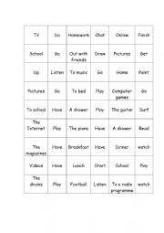 English Worksheet: Everyday ativities and freetime activities domino