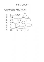 English Worksheet: THE COLORS