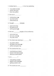 English Worksheet: adjectives oreder