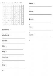 English Worksheet: Word search:Butterfly