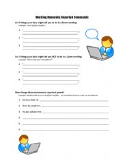 English Worksheet: Working Remotely Reported Speech: Commands