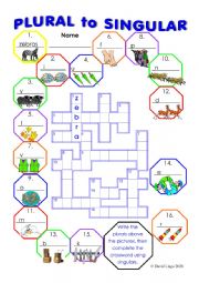 Plurals to Singular Crossword 1 with keys.