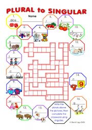 Plurals to Singular Crossword 2 with keys.