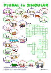 Plurals to Singular Crossword 3 with keys.