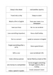 English Worksheet: Have you ever game