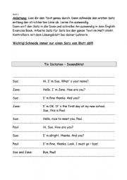 English Worksheet: tin dictation Unit 1