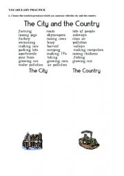 English Worksheet: city vs countryside