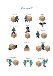 Prepositions of place - Minecraft worksheet