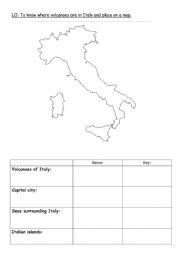 English Worksheet: Labelling volcanoes of Italy 