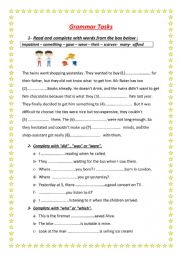 Grammar and vocabulary Tasks for Revision with keys