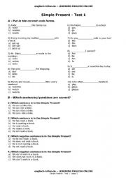 English Worksheet: Present simple
