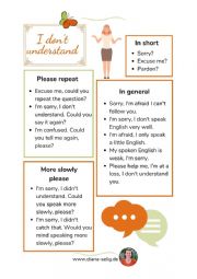 English Worksheet: I don�t understand