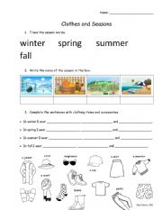 English Worksheet: Seasons and clothes