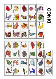 English Worksheet: BINGO - PART 1