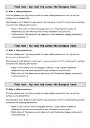 English Worksheet: My road trip across the European Union Part 2