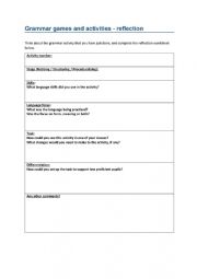 English Worksheet: Grammar Reflection