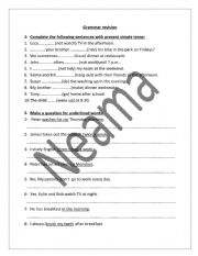 English Worksheet: grammar revision