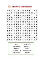 English Worksheet: Chrismas Word Search