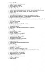 English Worksheet: Switch Sides If game