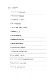English Worksheet: make questions