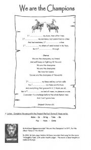 English Worksheet: Queen We are the champions