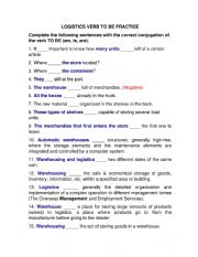 English Worksheet: LOGISTICS VERB TO BE WORKSHEET