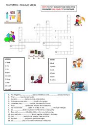 English Worksheet: Past simple Crossword : Regular verbs