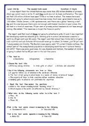 English Worksheet: The second term exam                  