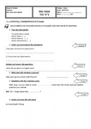 English Worksheet: mid term test 2 for 3rd form languge part
