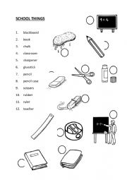 English Worksheet: School things