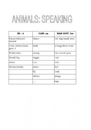 English Worksheet: animals speaking
