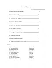 English Worksheet: Tag questions practice