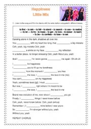 English Worksheet: Song Happiness by Little Mix - KEY INCLUDED