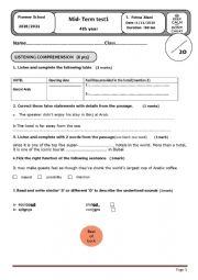 English Worksheet: listening test