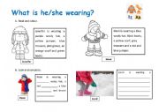 English Worksheet: What�s he/she wearing?