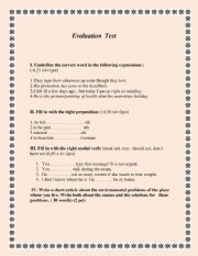 English Worksheet: Intermediate test-prepositions,idioms,article writing