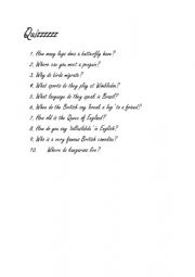 English Worksheet: Quiz