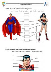 English Worksheet: Superheroes - Physical description