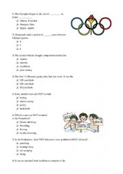 English Worksheet: watching olympic games origins