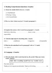 English Worksheet: End of term test N1 for  9th form 