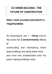 English Worksheet: listening activity  about green construction 